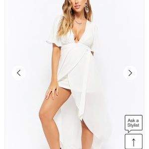 WHITE LOW CUT HIGH LOW DRESS